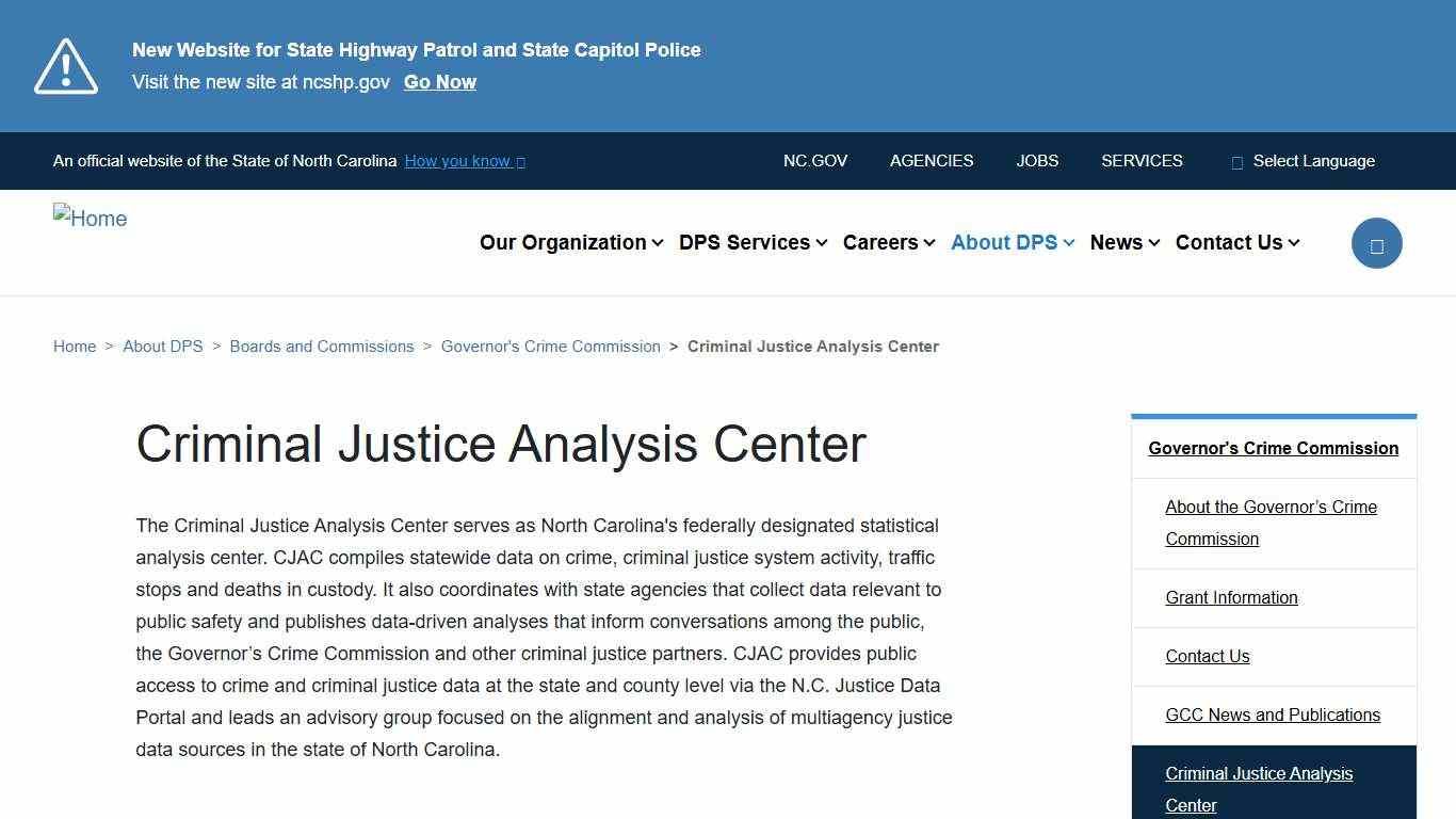 Criminal Justice Analysis Center | NC DPS